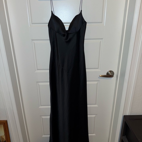 Zara Dresses & Skirts - Zara Black Satin Cami Dress with Spaghetti Straps